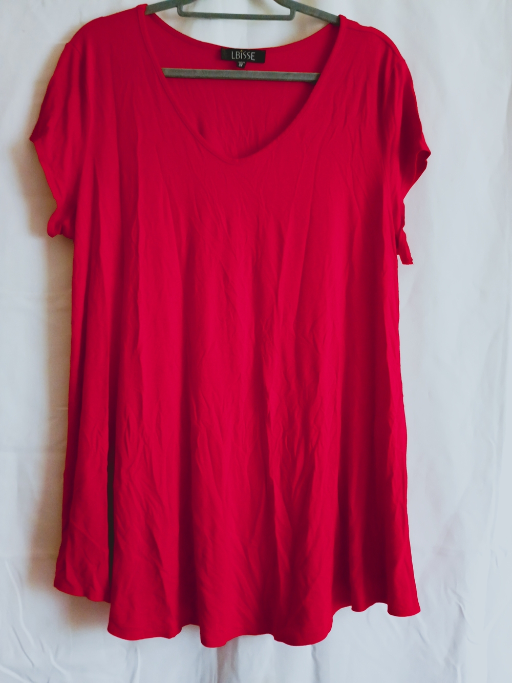 L'Bisse Relaxed Scoop Neck Red Tunic Size 3x.